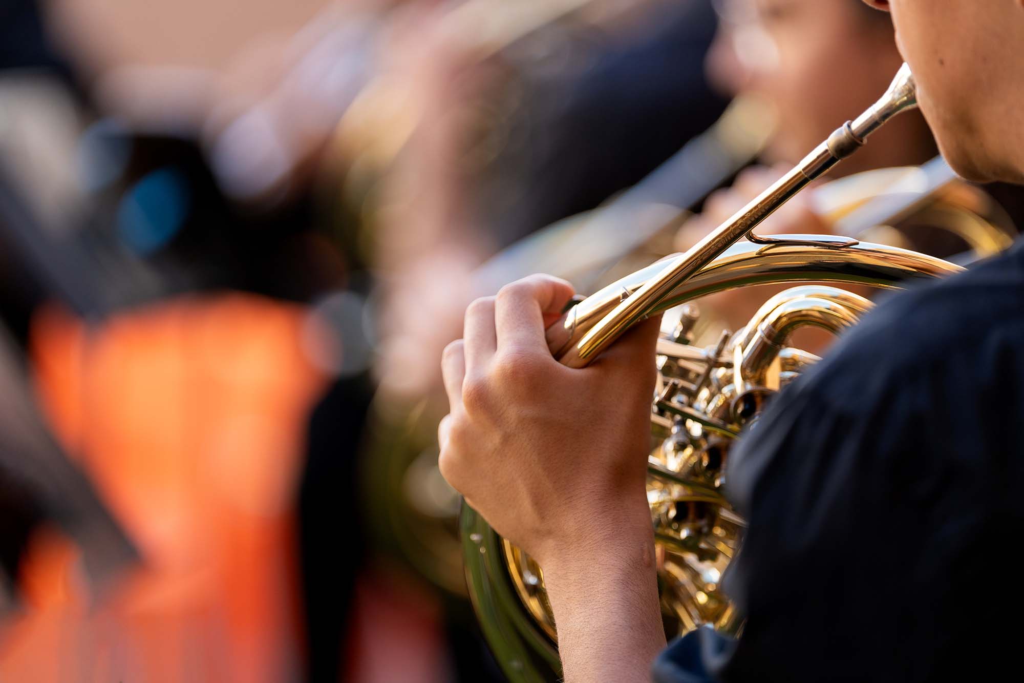 A Centennial student playing the tuba